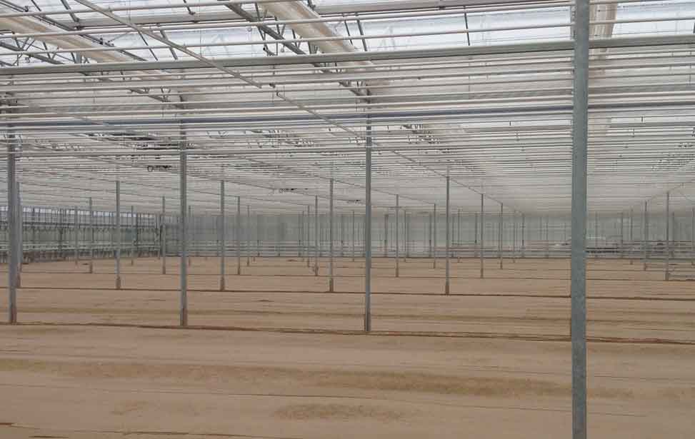 Bodenflächen und tragfähige Bodenschichten für z.B. Agrarhallen, große Treib- und Gewächshäuser, Tretschichten für Reithallen und Reitbahnen können ebenfalls maschinell mit dem Flächenfertiger hergestellt werden.